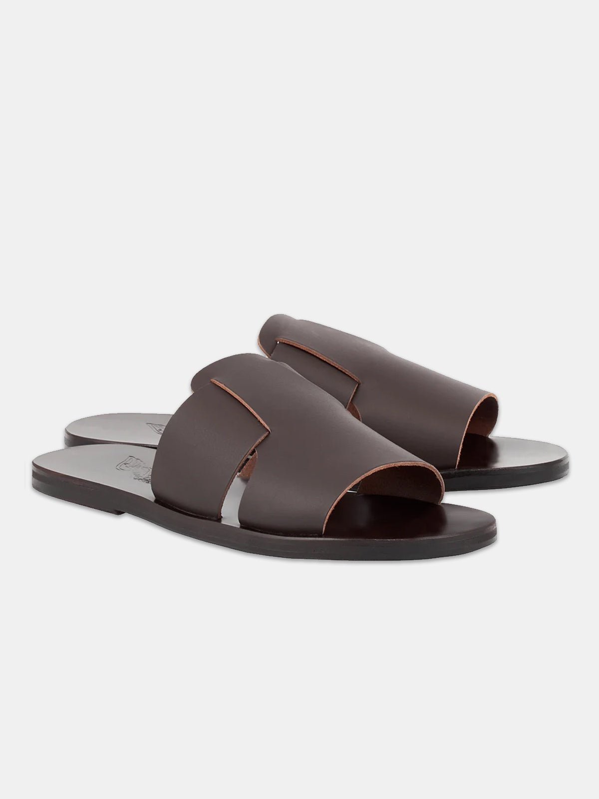Ancient Greek Sandals Miltiades Leather Slide -  Brown | 