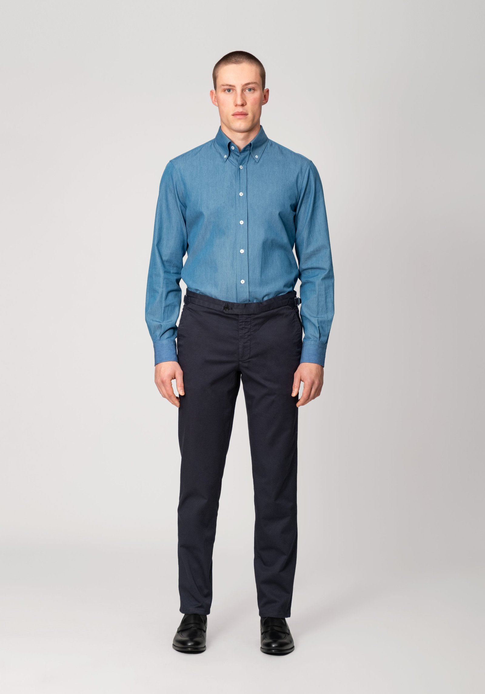 Garment-Dyed Cotton Twill Trouser - Dark Navy | 