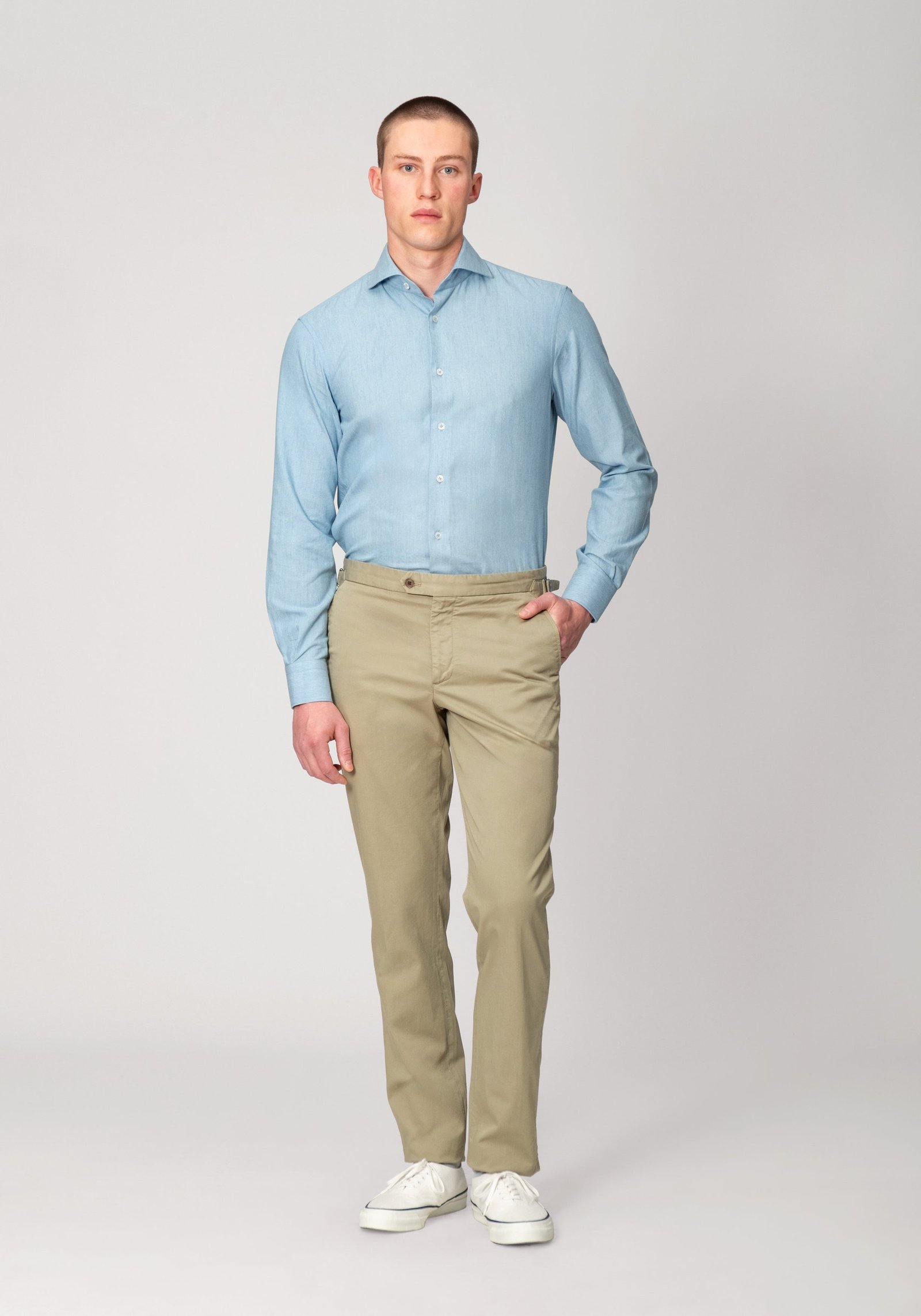 Garment-Dyed Cotton Twill Trouser - Light Olive